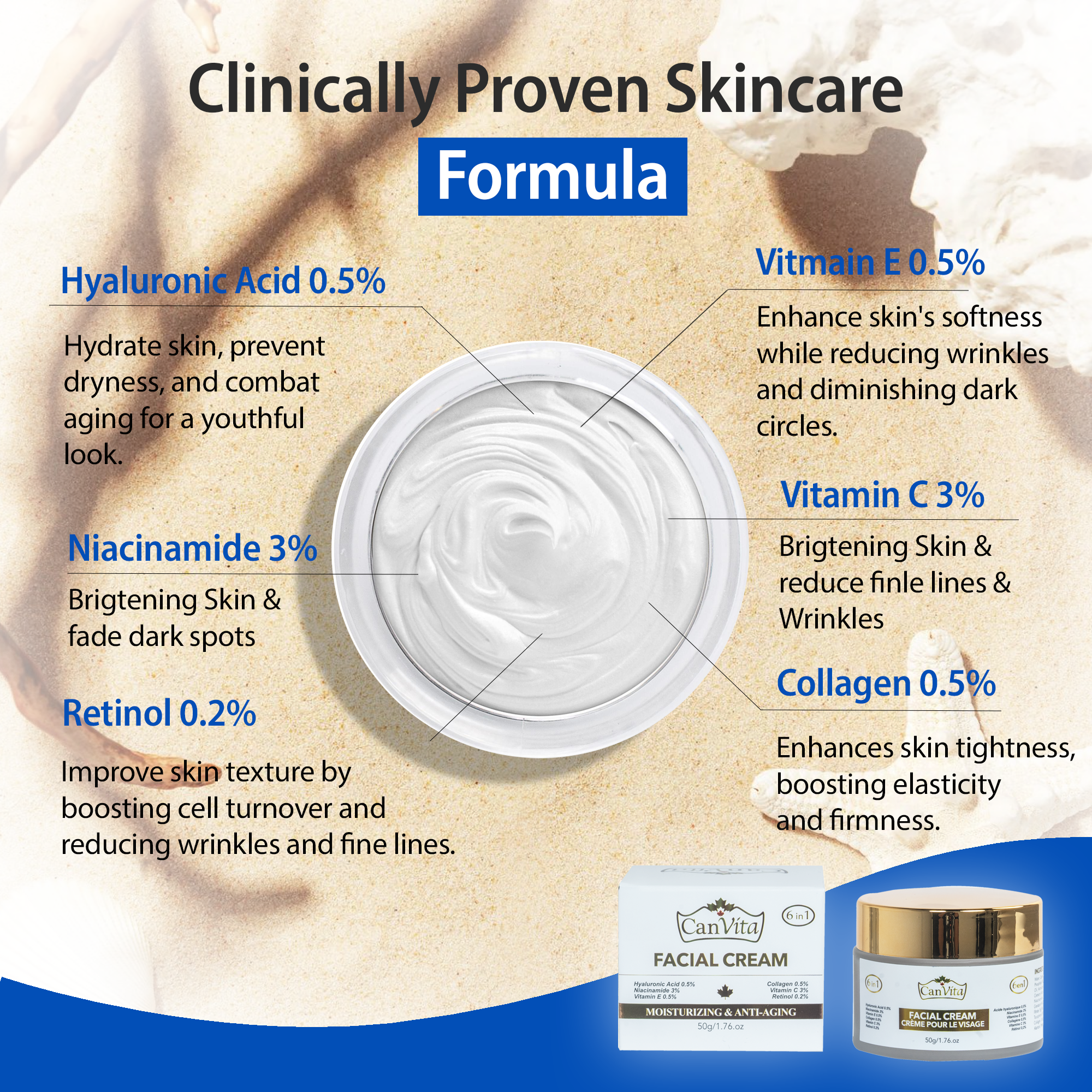 Canvita 6 in 1 Face Serum & Cream - Canvita