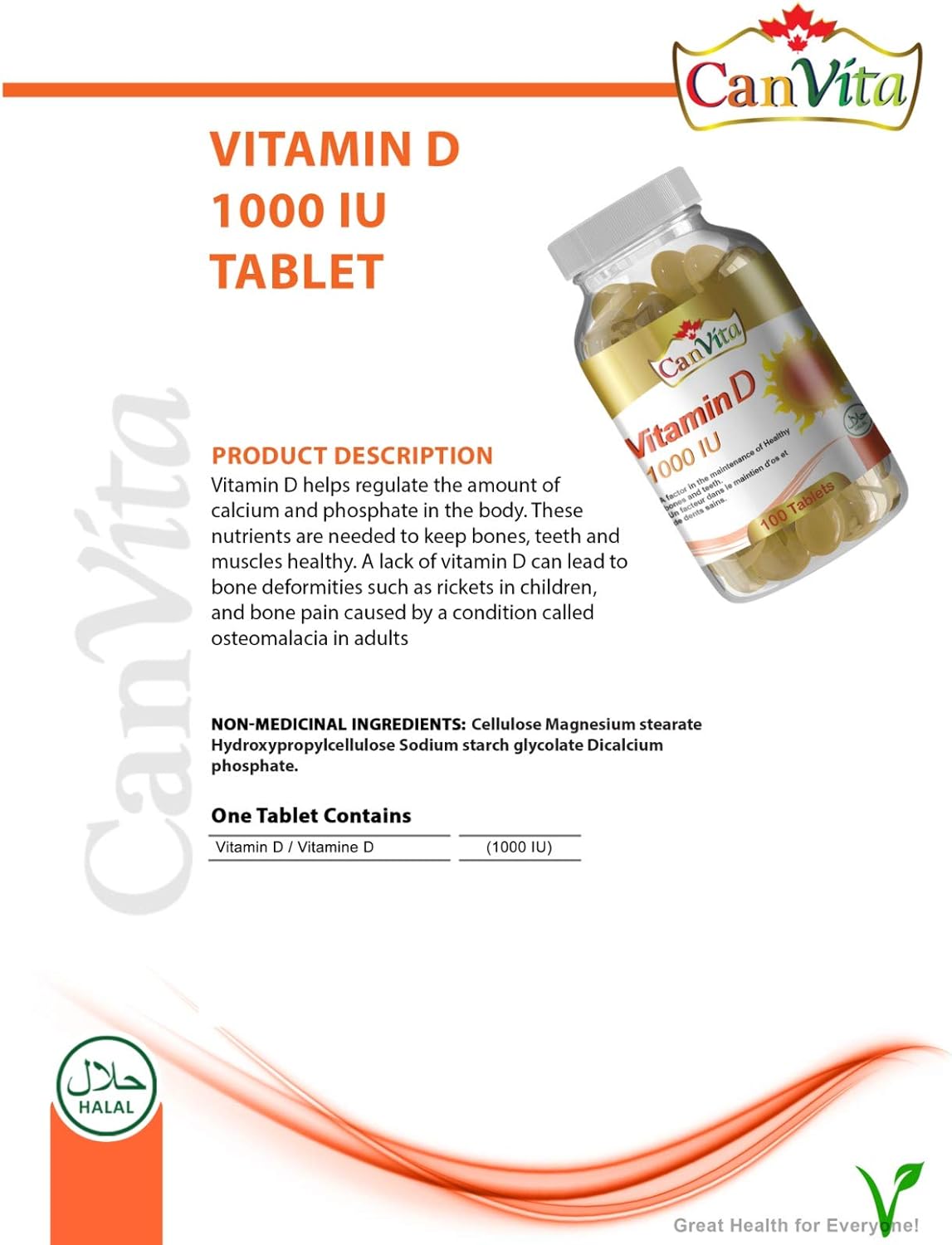 Vitamin D Halal Tablet (1000IU) - Canvita