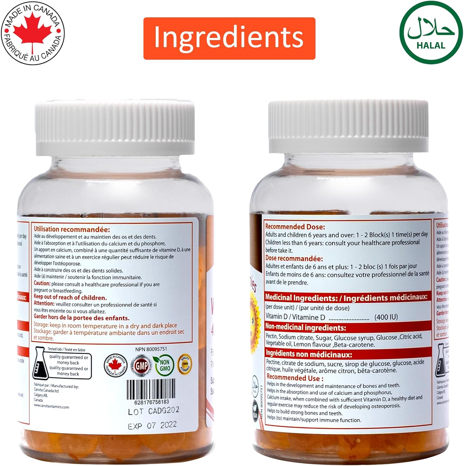 Vitamin D Halal & Vegan Gummy (400IU) - Canvita