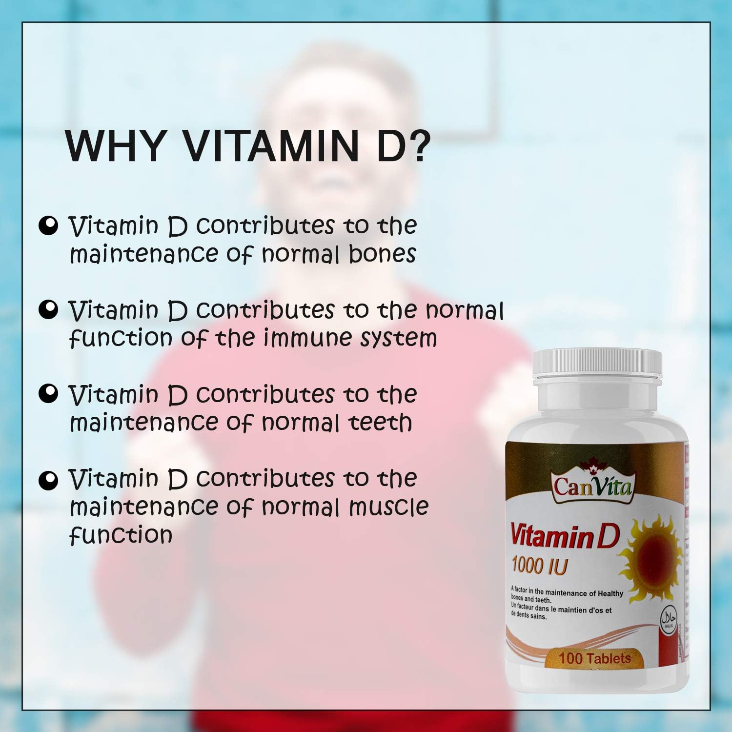 Vitamin D Halal Tablet (1000IU) - Canvita