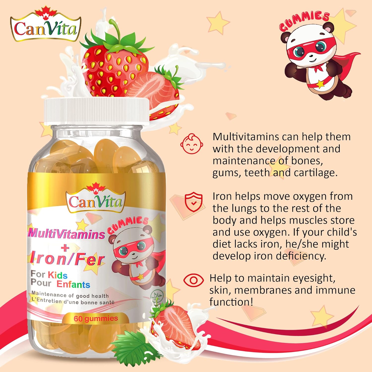 Kid’s Halal Multivitamins + Iron Gummy (240 gummies) - Canvita