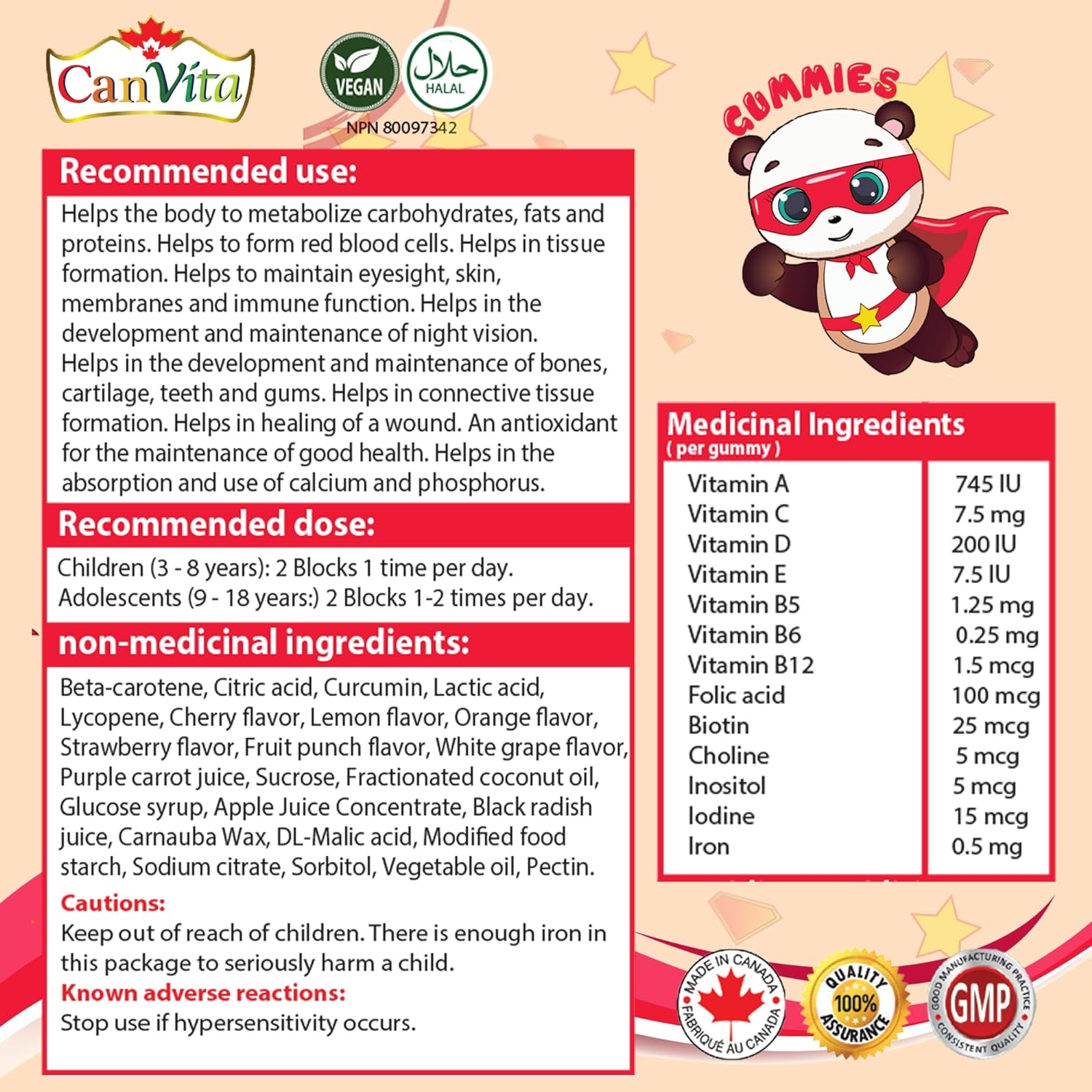Kid’s Halal Multivitamins + Iron Gummy (240 gummies) - Canvita