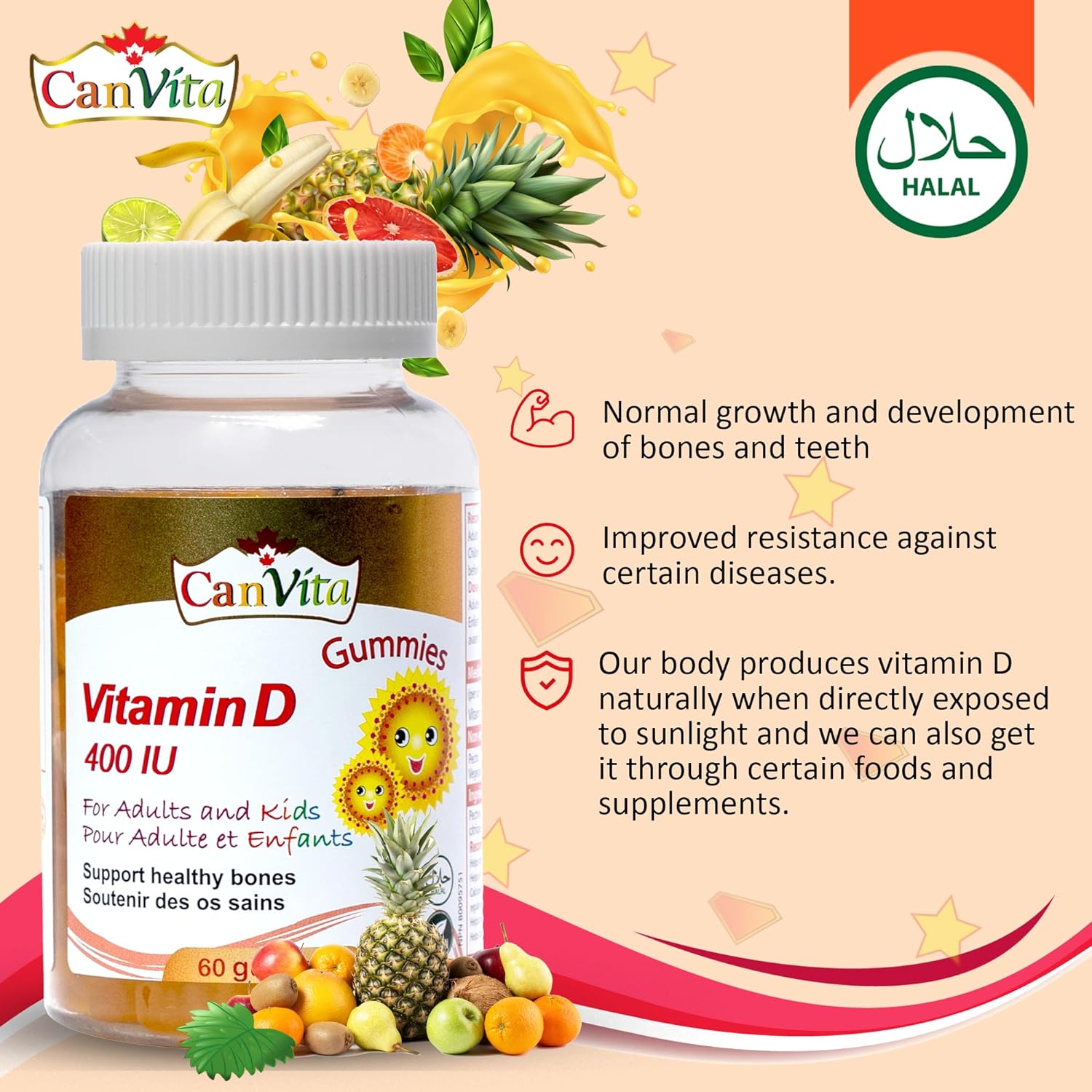 Vitamin D Halal & Vegan Gummy (400IU) - Canvita