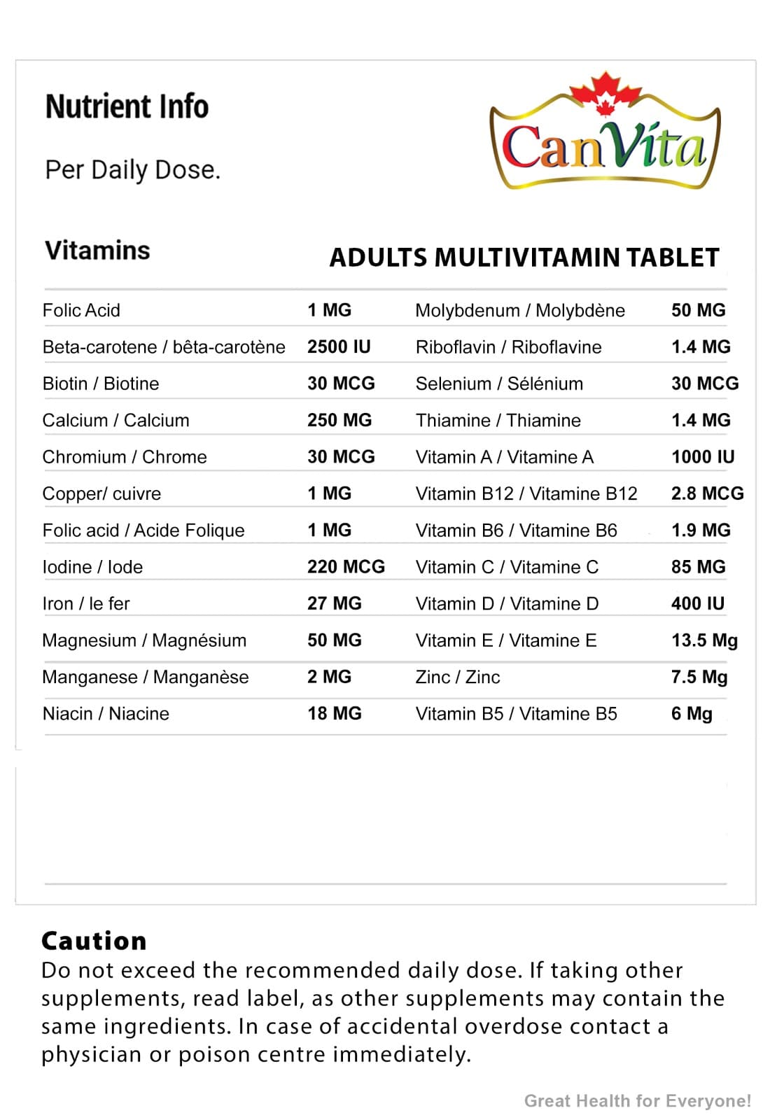 Adult Multivitamin Halal Tablet - Canvita